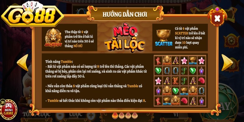 Mèo Vàng đóng vai trò là biểu tượng Wild quyền năng độc đáo